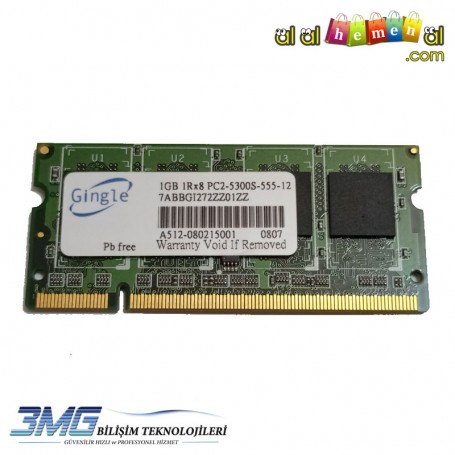 Gingle DDR2 1GB 1Rx8 PC2-5300S-555-12 Notebook Ram (2.El Ürün)